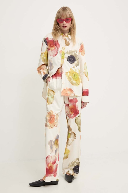 Stine Goya pantaloni de bumbac SG5882 bej AW24