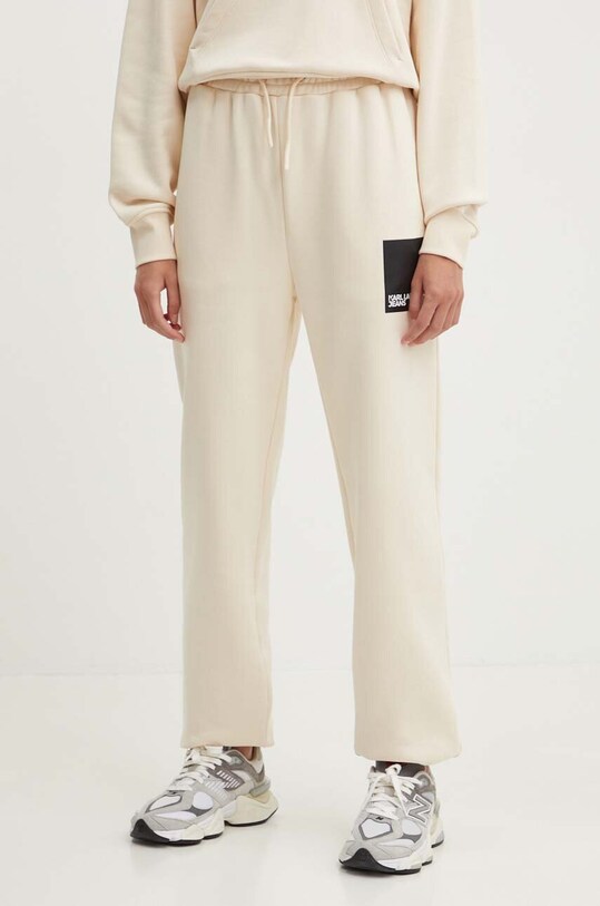 Karl Lagerfeld Jeans pantaloni de trening tricotaj bej 245J1000