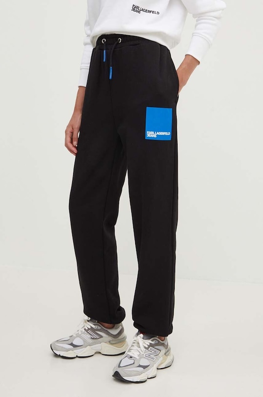Karl Lagerfeld Jeans pantaloni de trening tricotaj negru 245J1000