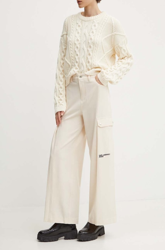 Штани Karl Lagerfeld Jeans з еластаном бежевий 245J1002