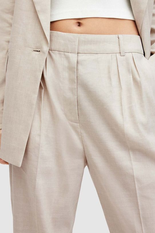 Odzież AllSaints spodnie lniane dziecięce WHITNEY TROUSER W017QA beżowy