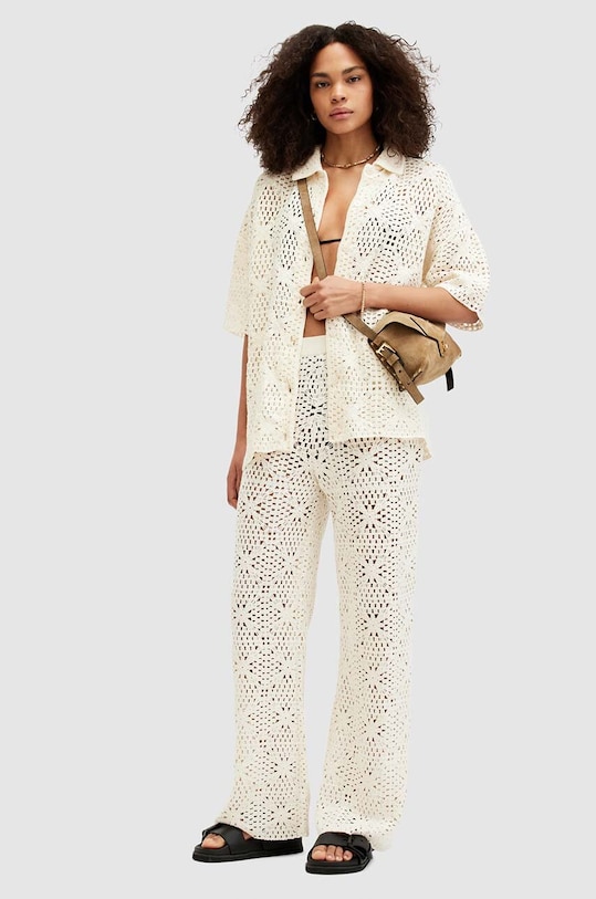 AllSaints pantaloni de bumbac MILLY TROUSER uni bej W059TA