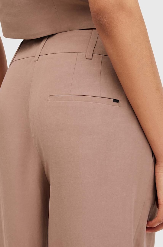 Kalhoty s příměsí lnu AllSaints DERI LYN hnědá WT026Y