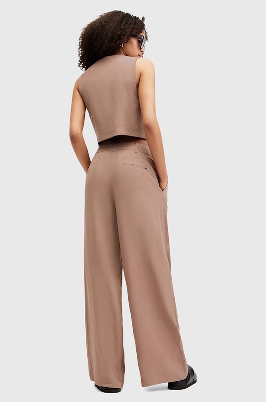 Kalhoty s příměsí lnu AllSaints DERI LYN WT026Y hnědá