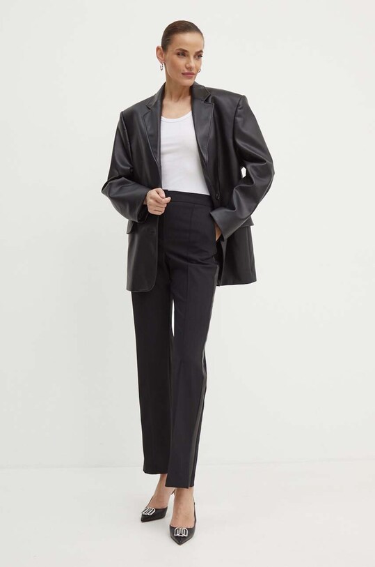 Karl Lagerfeld spodnie z domieszką wełny 245W1000 czarny AW24