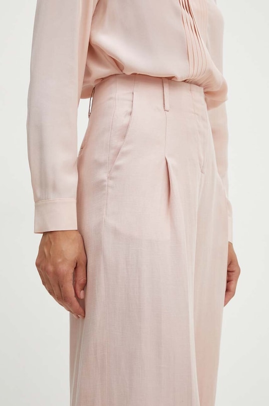 Karl Lagerfeld spodnie z domieszką lnu różowy 245W1006