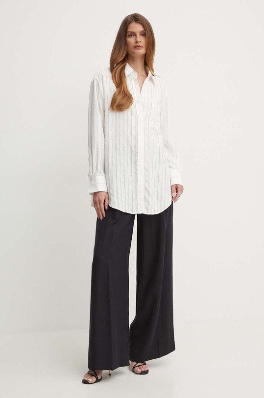 Karl Lagerfeld spodnie z domieszką lnu 245W1006 czarny AW24