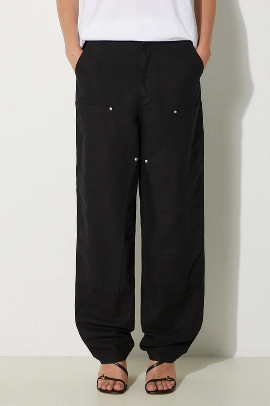 Carhartt WIP pantaloni in lino misto Ethel Double Knee Pant misto lino nero I033573.8902