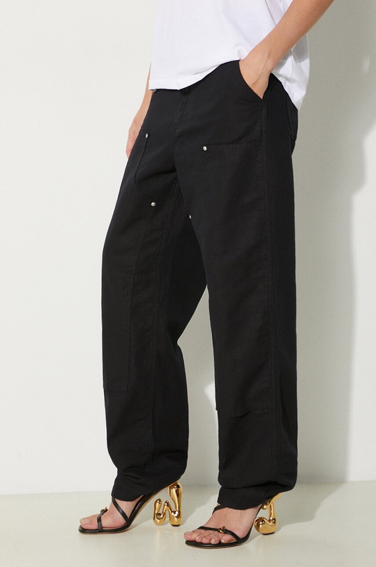Kalhoty s příměsí lnu Carhartt WIP Ethel Double Knee Pant černá I033573.8902