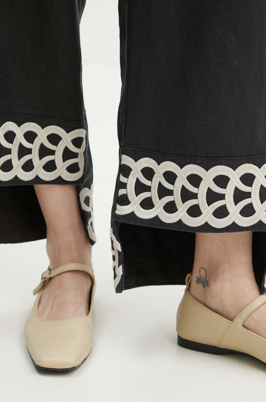 By Malene Birger spodnie lniane MIRABELLOS Q70967011 czarny