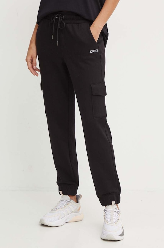 Dkny pantaloni de trening tricotaj negru DP4P3504