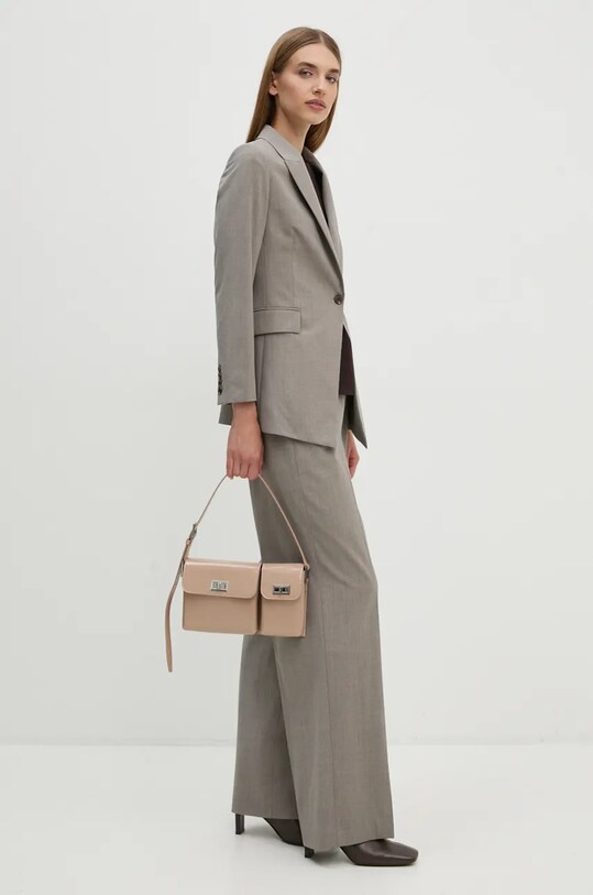 Theory pantaloni de lana O0101208 gri AW24