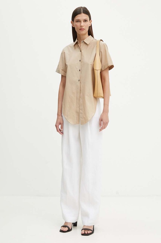 Theory pantaloni din in O0503211 alb AW24