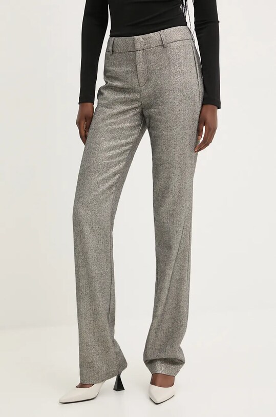 Chiara Ferragni spodnie z domieszką wełny tkanina szary 77CBA122