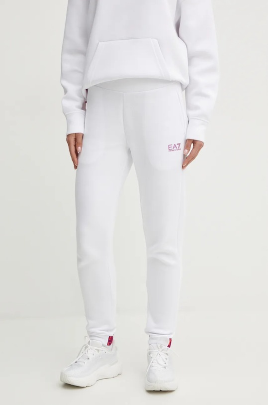 EA7 Emporio Armani pantaloni de trening tricotaj alb TJUXZ.6DTP69.1100