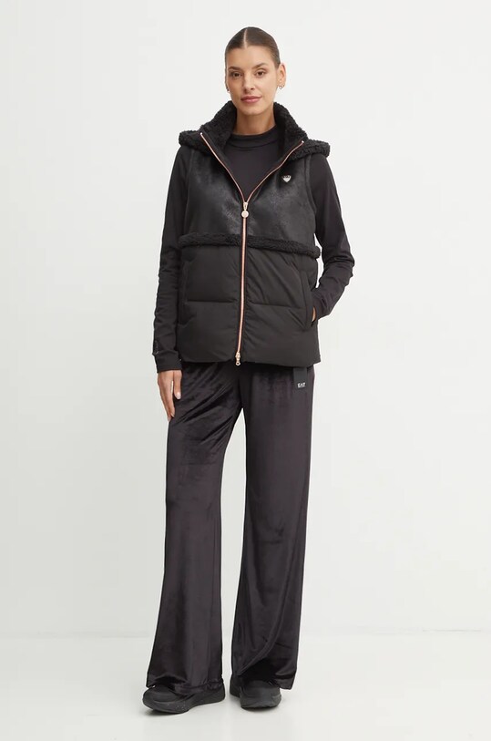 EA7 Emporio Armani pantaloni de trening din velur TJZDZ.6DTP76.1200 negru AW24