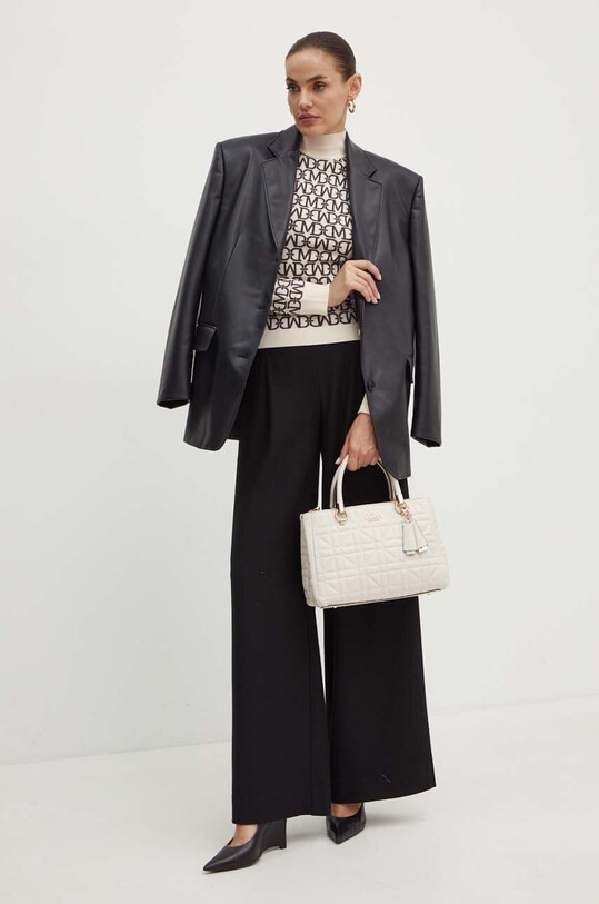 Nohavice s prímesou vlny Armani Exchange 6DYP18.YN1XZ čierna AW24