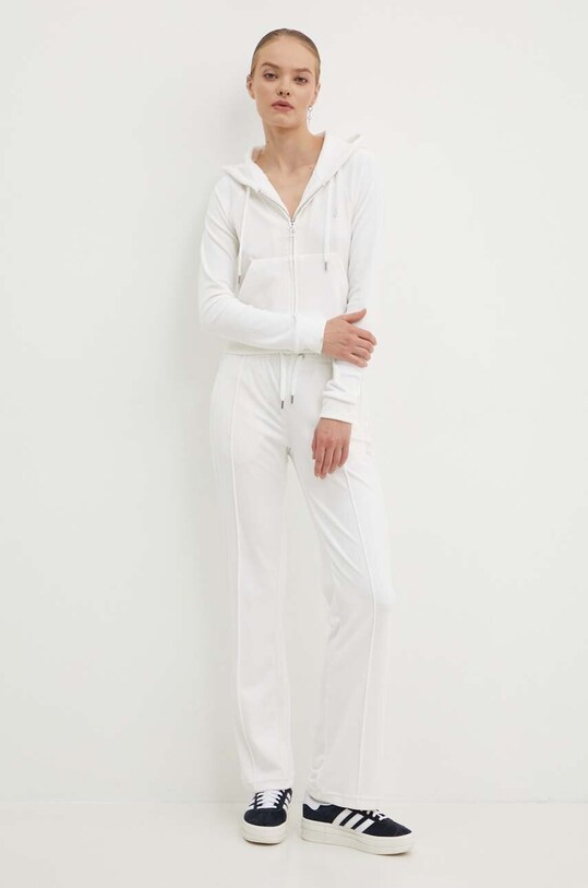 Juicy Couture spodnie dresowe welurowe TINA TRACKPANTS JCAPW045.440 biały AW24