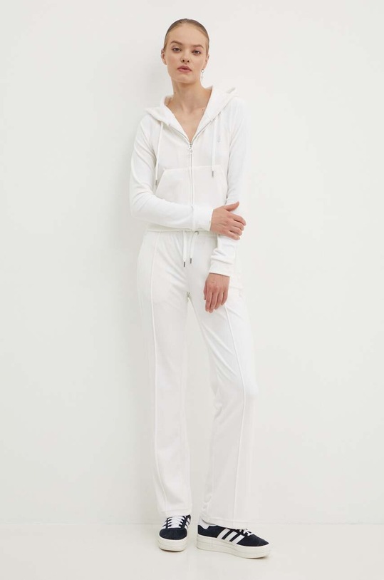 Βελούδινο παντελόνι φόρμας Juicy Couture TINA TRACKPANTS JCAPW045.440 λευκό AW24