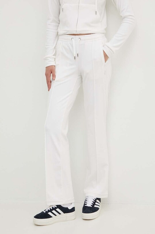 Odzież Juicy Couture spodnie dresowe welurowe TINA TRACKPANTS JCAPW045.440 biały