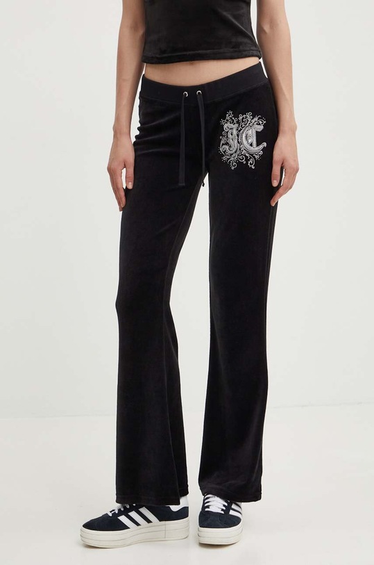 Juicy Couture spodnie dresowe welurowe RENAISSANCE CAISA LOW RISE PANT dzianina czarny JCGBJ224002.101