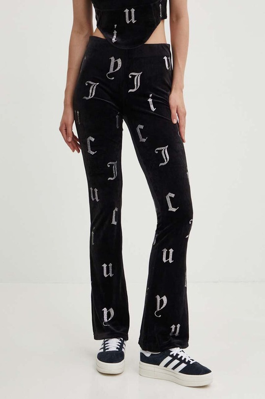 Velurové teplákové kalhoty Juicy Couture BRIAH AO DIAMANTE TROUSERS nášivka černá JCMBJ224253.101