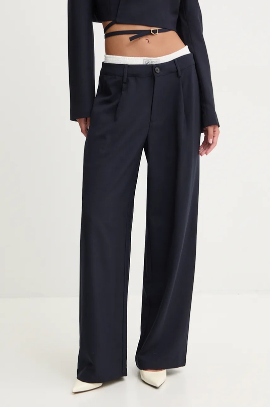 Miss Sixty pantaloni din lana drept bleumarin 6L3PJ5080000