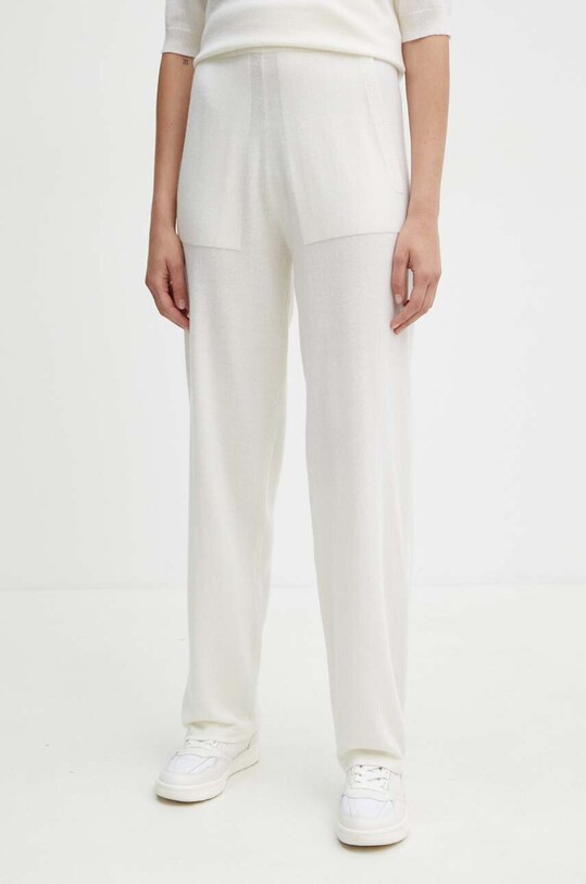 Max Mara Leisure spodnie wełniane prosty beżowy 2426336018600