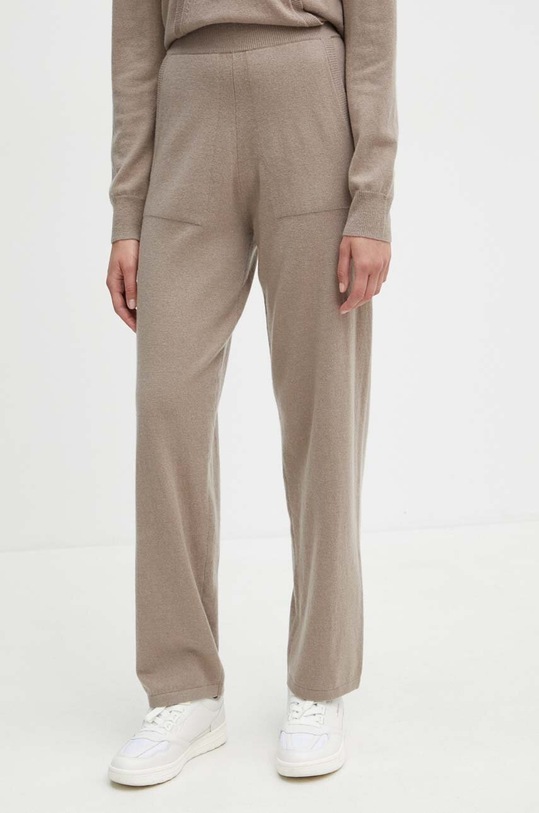 Vlněné kalhoty Max Mara Leisure high béžová 2426336018600