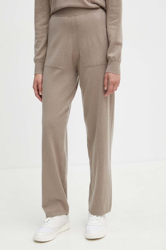 Vlněné kalhoty Max Mara Leisure high béžová 2426336018600