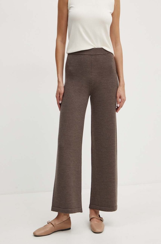 Max Mara Leisure pantaloni de lana drept maro 2426336038600