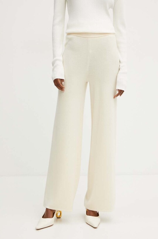 Luisa Spagnoli pantaloni de lana MODINE tricotaj bej 58468