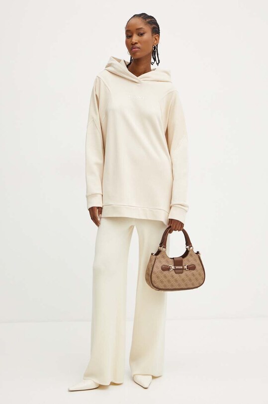 Luisa Spagnoli pantaloni de lana MODINE 58468 bej AW24