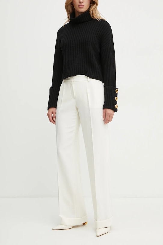 Kalhoty s příměsí vlny Luisa Spagnoli low béžová 541550