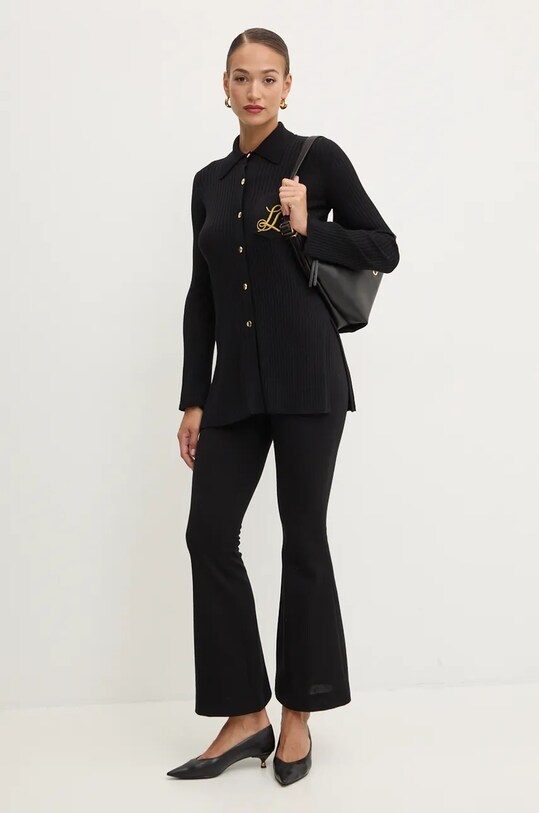 Luisa Spagnoli pantaloni de trening de lână MECCANISMO 541534 negru AW24