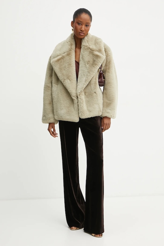 Luisa Spagnoli spodnie z domieszką jedwabiu ORFANO 541498 brązowy AW24