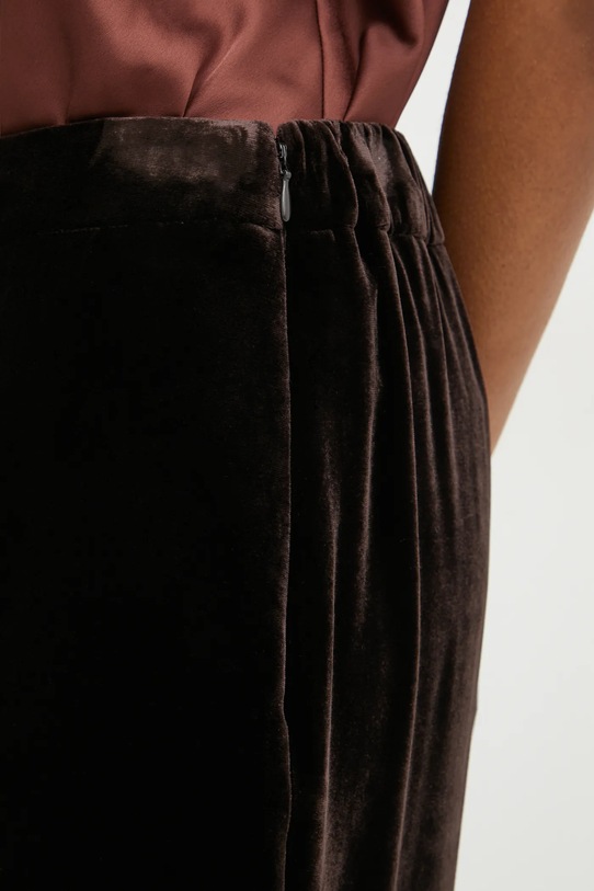 Luisa Spagnoli spodnie z domieszką jedwabiu ORFANO brązowy 541498