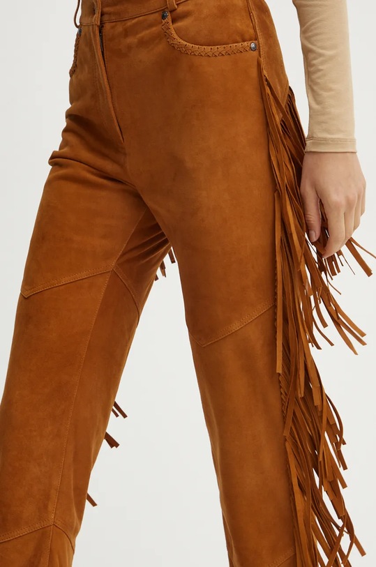 Weekend Max Mara pantaloni de piele întoarsă Joy Road x Lucy Hale maro 2425436016600
