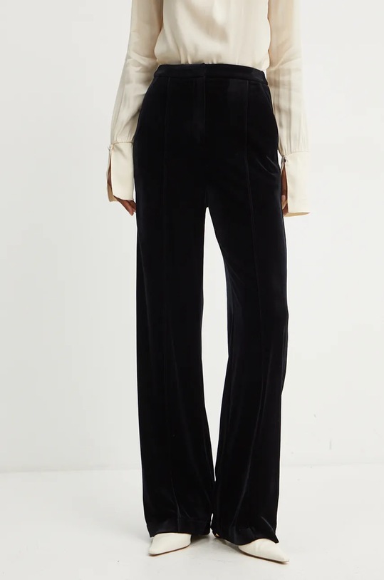 Patrizia Pepe pantaloni de catifea tricotaj negru 2P1622.J230