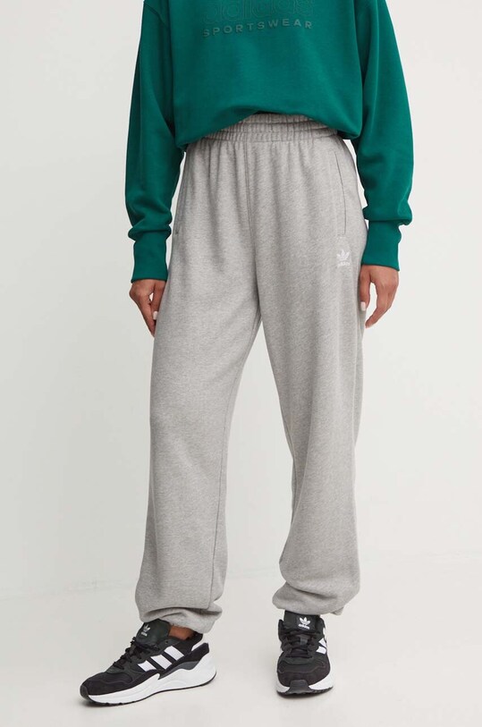 Бавовняні спортивні штани adidas Originals меланж сірий IY4988