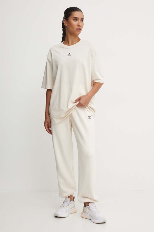 Хлопковые спортивные штаны adidas Originals IY4995 бежевый AW24