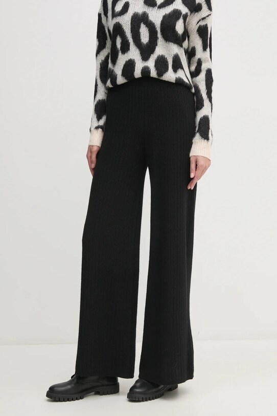 United Colors of Benetton pantaloni de trening cu amestec de lână uni negru 126WDF00S