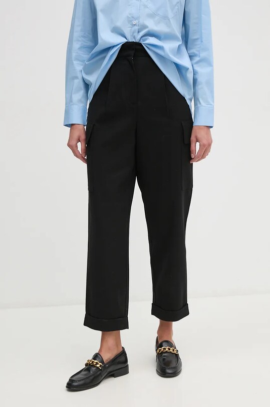 United Colors of Benetton pantaloni din lana panza negru 4EACDF07O