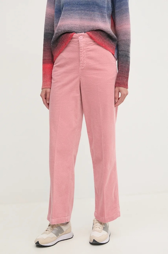 Menčestrové nohavice United Colors of Benetton s elastanom ružová 4HA2DF07I