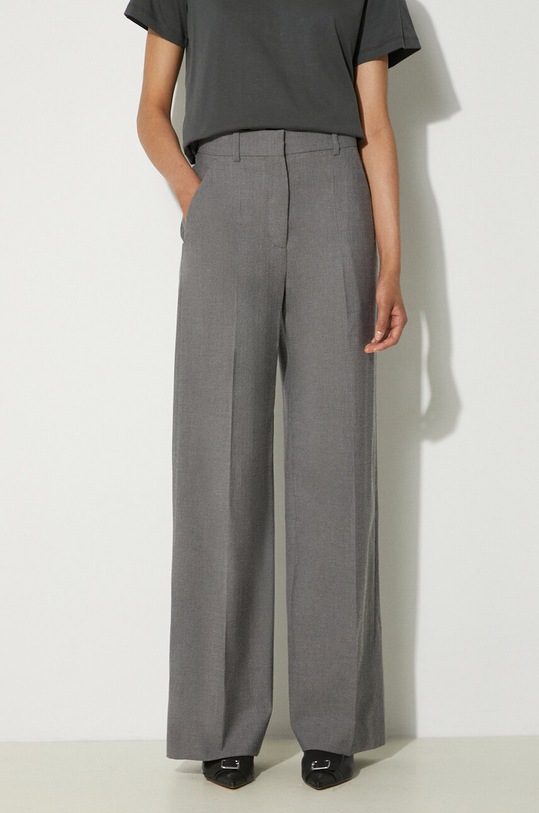 Vlněné kalhoty Kenzo Cool Wool Wide Pants šedá FE62PA0949RB.97