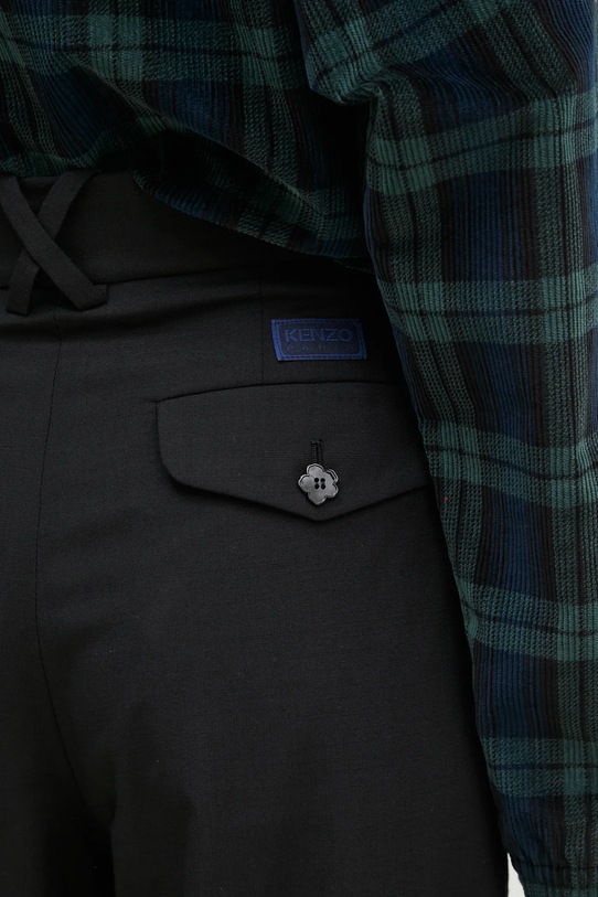 Vlněné kalhoty Kenzo Solid Tailored Pants černá FE52PA0869RB.99