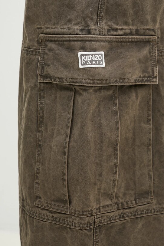 Бавовняні штани Kenzo Dyed Canvas Cargo Pants коричневий FE62PA0909GK.92
