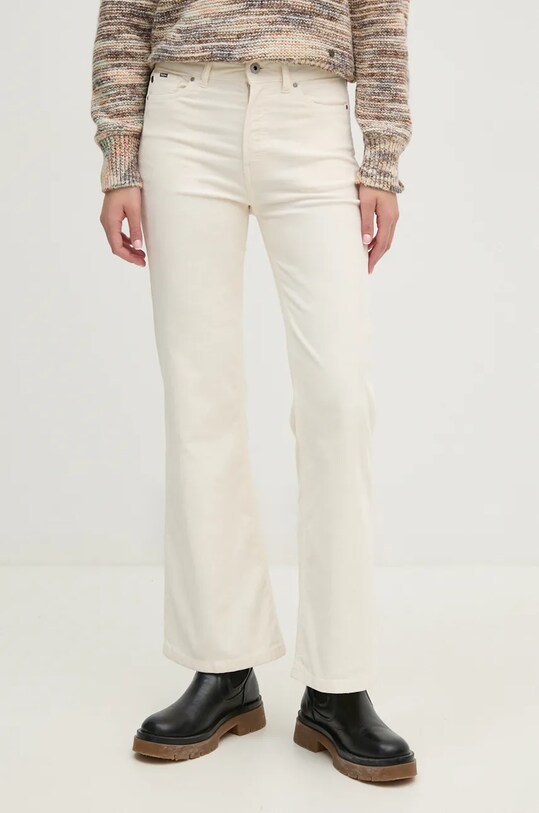 Pepe Jeans pantaloni de catifea cord WILLA cu elastan bej PL211786
