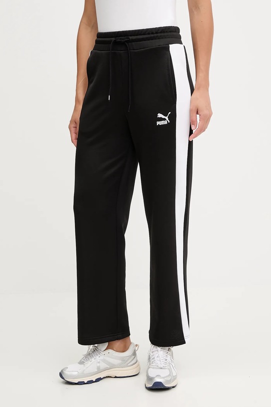 Puma melegítőnadrág Iconic T7 Straight Leg Track Pants sima fekete 627996