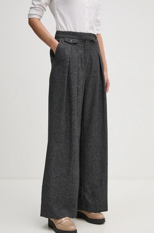 Kalhoty s příměsí vlny Barbour high šedá LTR0370